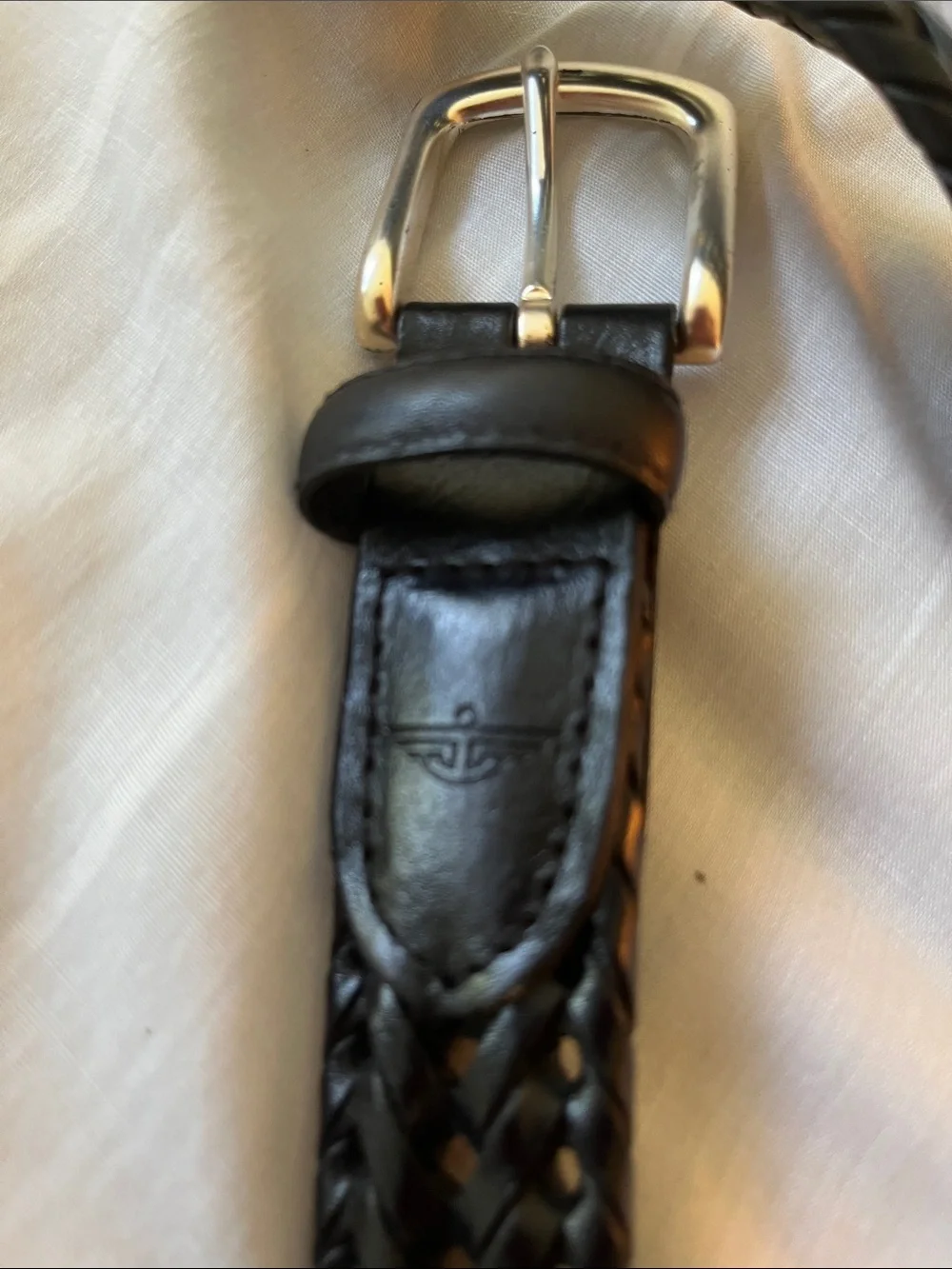 Classic Black Braided Leather Belt with Silver Buckle